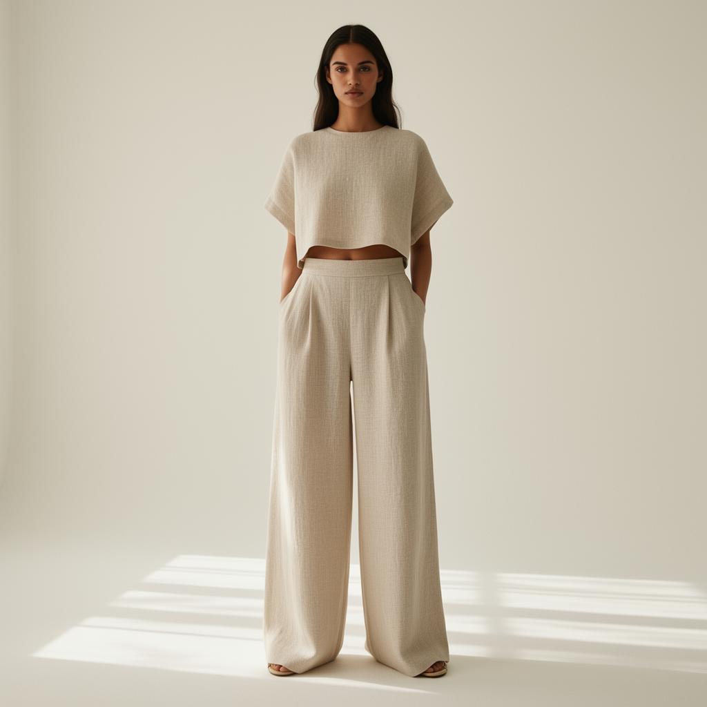 Linen Crop + Wide Leg Set