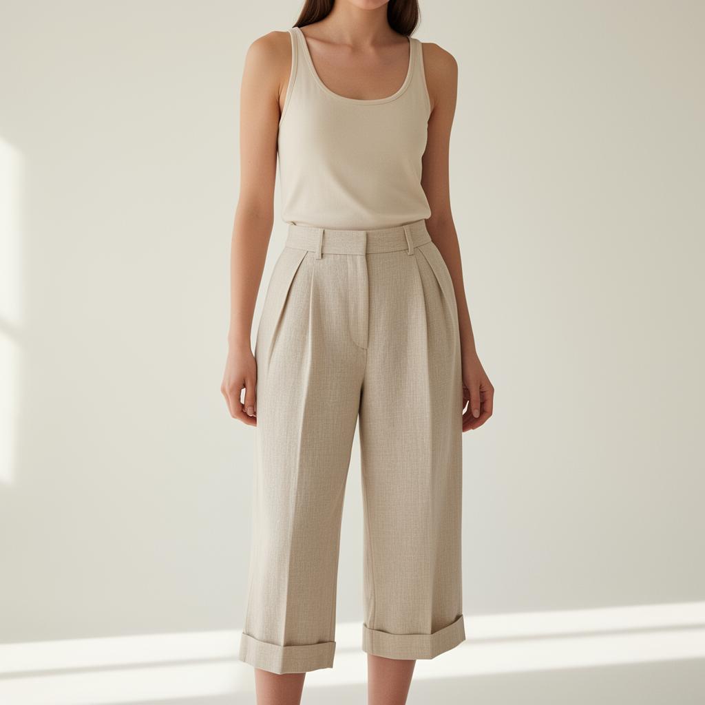Linen Cropped Pants